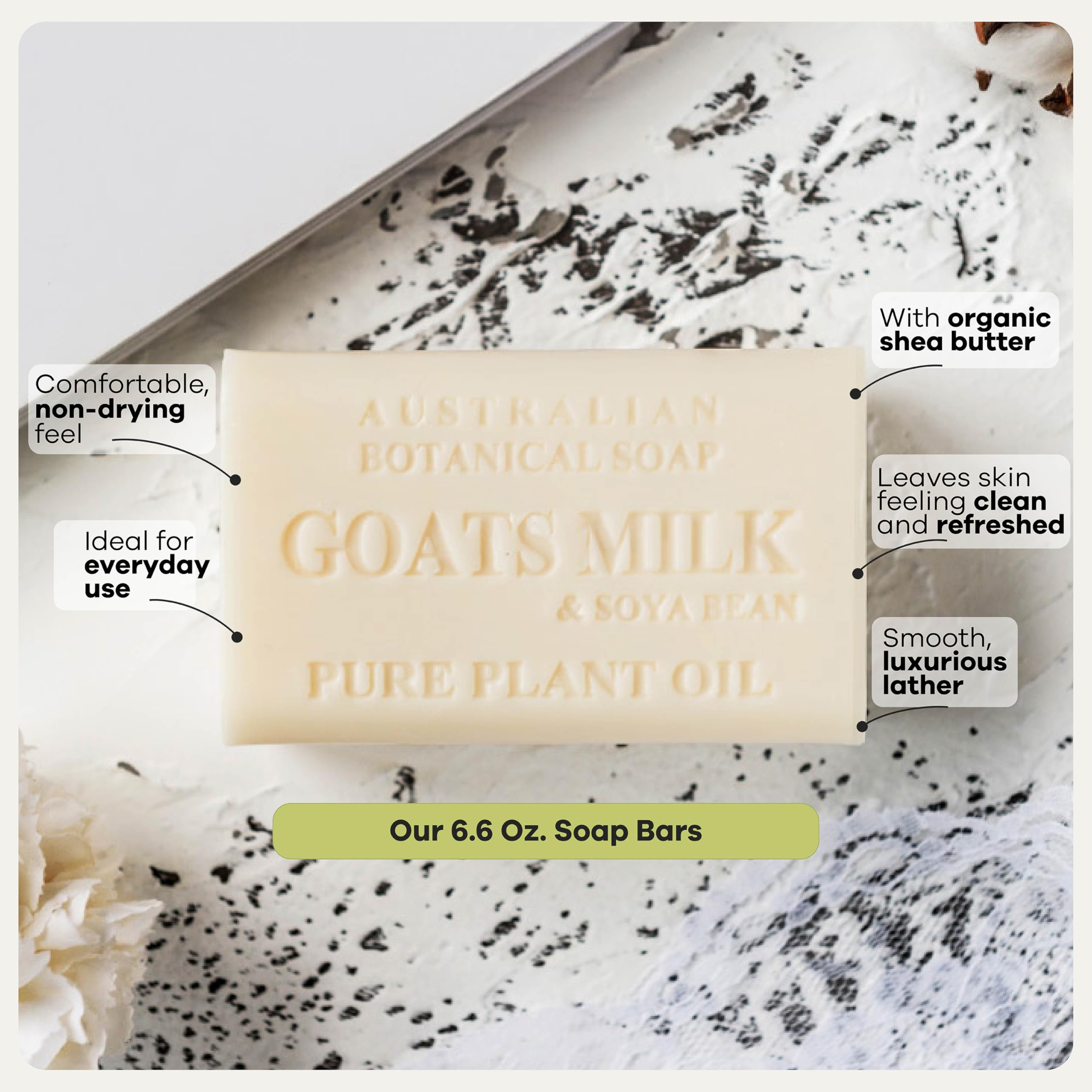 Australian Botanical Soap, Classic Goat Milk and Goat's Milk with Raspberry, 6.6 OZ, Triple Milled Bars made with Enriched with Organic Shea Butter, Pack of 8