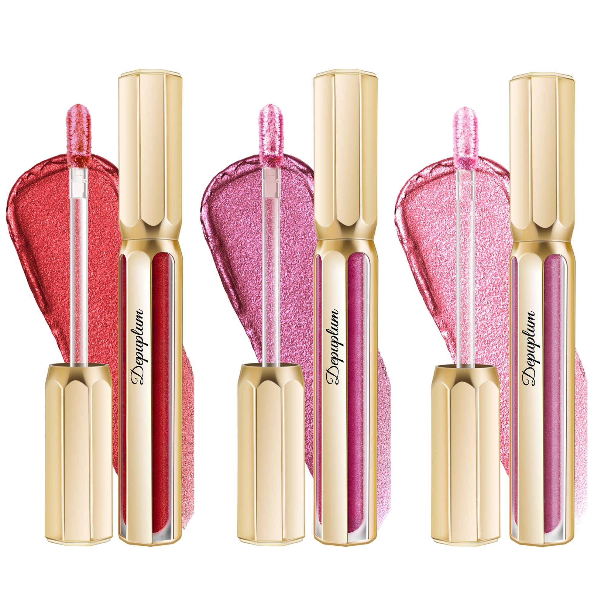 3Pc Lipstick Set for Women Metallic Lipstick Red Burgundy Pink Lipsticks