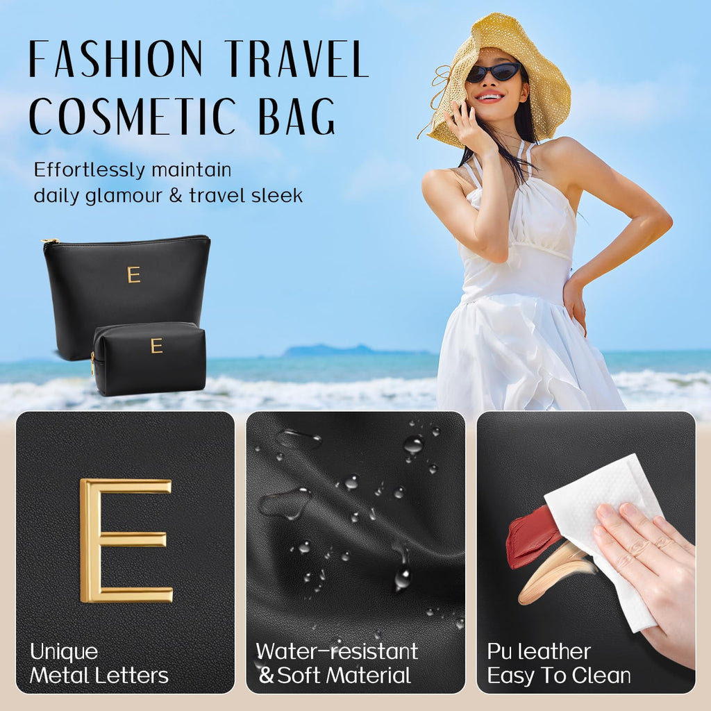 CLOUDWINGS Gifts for Women Girls Personalized Initial Travel Makeup Bag