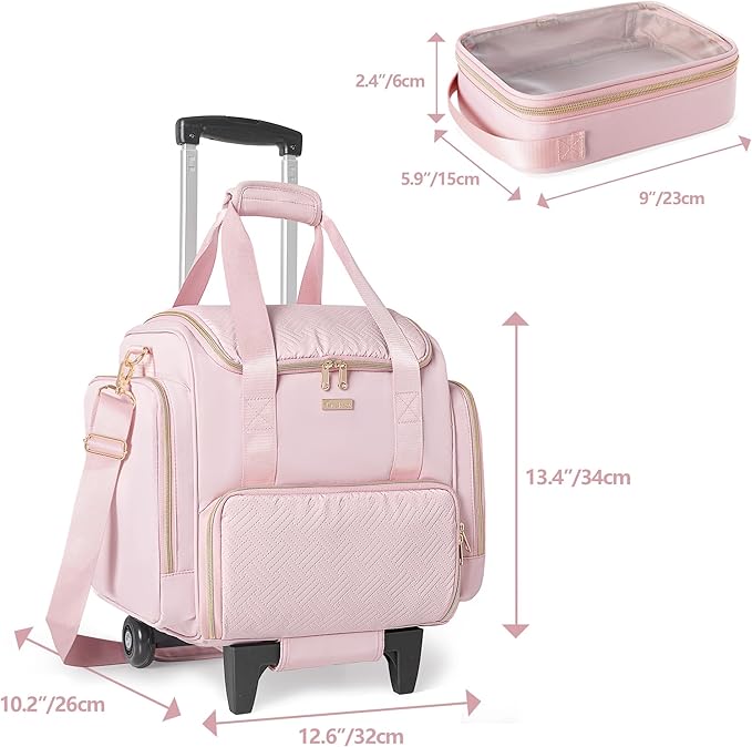 Prokva Rolling Makeup Case, Professional Makeup Train Case with Wheels
