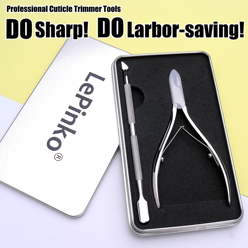 LePinko Salon-Quality Cuticle Trimmer with Pusher Set, 5mm Jaw