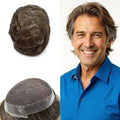 F M FACE MIRACLE NEW YORK Toupee for Men French Lace Center Mens Toupee Hairpiens Human Hair Replacement System Black Brown Blonde Gray Hair Units, 7X9