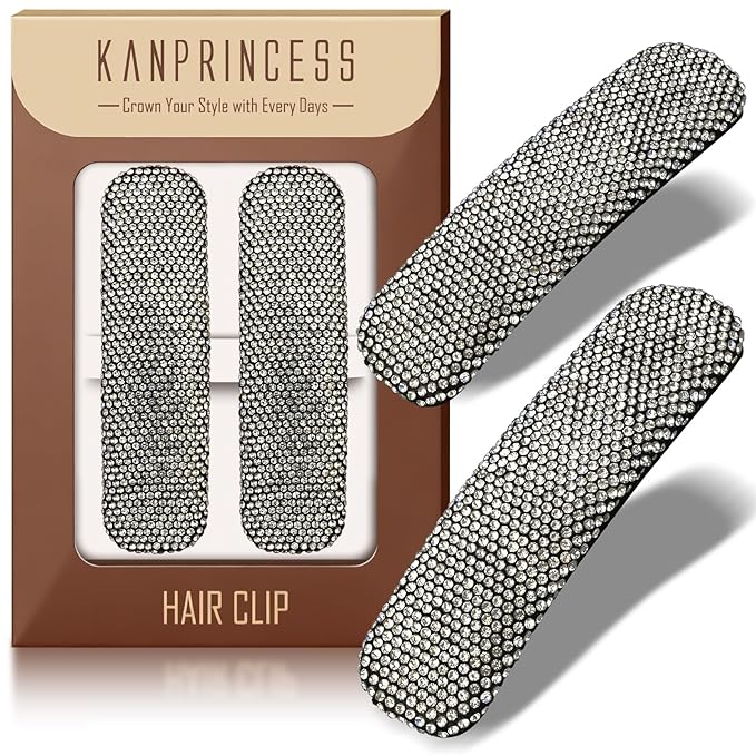 Kanprincess Rhinestone and Crystal Hair Clips 2-Pack, Sparkly Barrettes & Elegant Bling Accessories for Women & Girls(Set17)