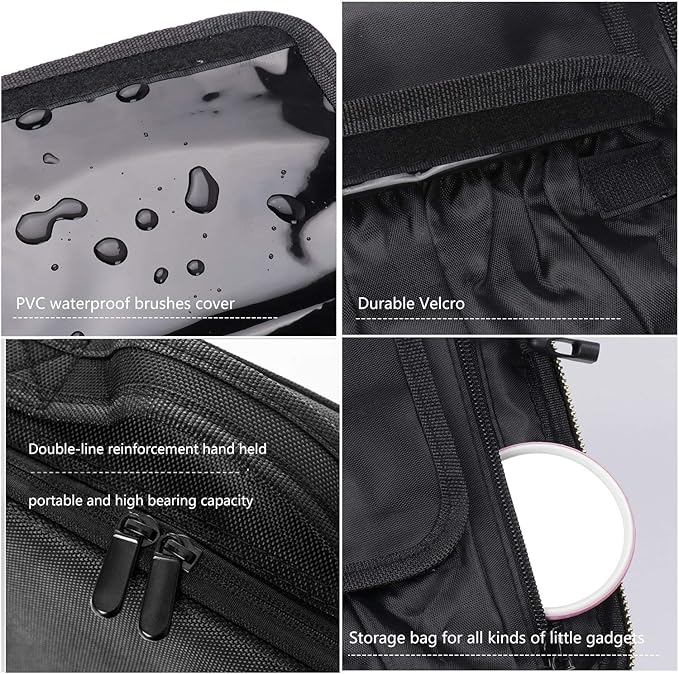 Bvser Travel Makeup Case, Cosmetic Train Case Organizer Portable Artist Storage Makeup Bag with Adjustable Dividers for Cosmetics Makeup Brushes Toiletry Jewelry Digital Accessories - Black