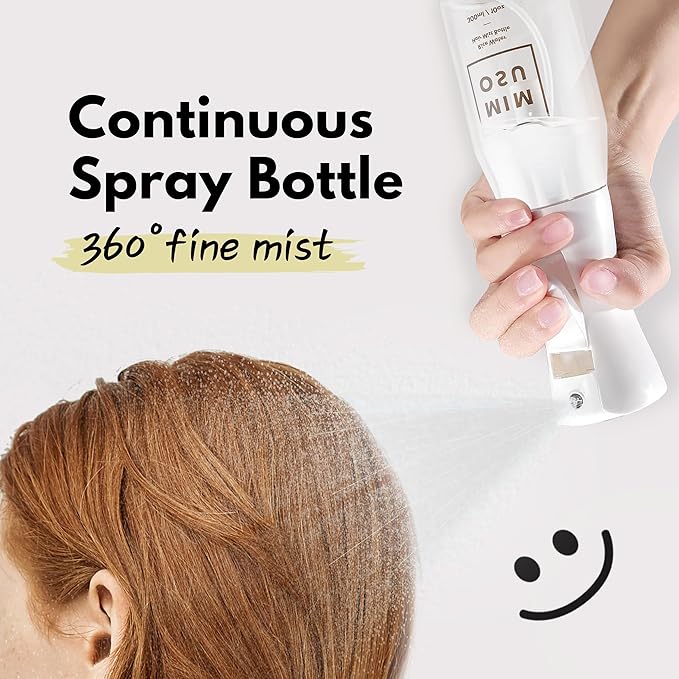 mimosu Continuous Spray Bottle for Hair - 360 Fine Mist Water Sprayer 10oz