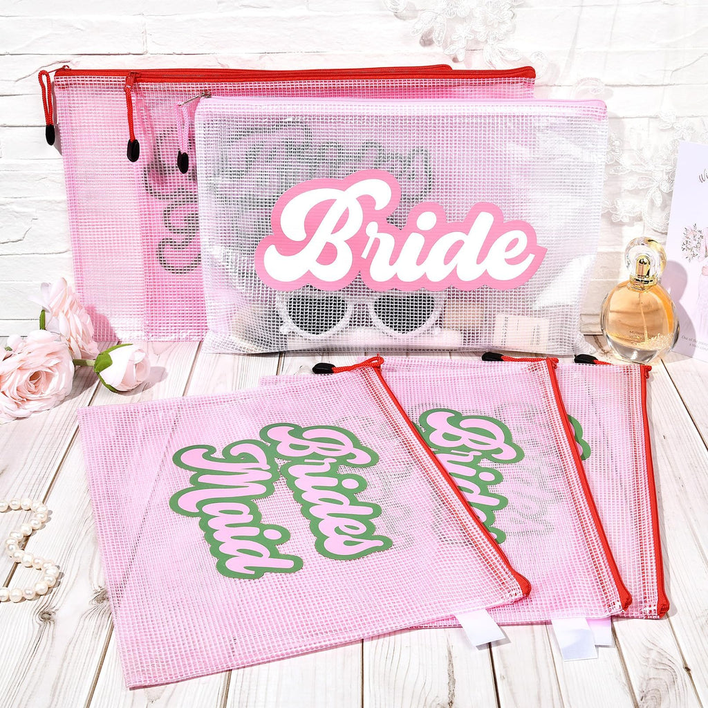 SOIDRAM 6PCS Bridesmaid Makeup Bag Clear Zippered Bag Bridesmaid Proposal Gifts Cosmetic Pouch for Wedding Party Favors Bachelorette Party Decorations Toiletry Organizer Bag Cosmetic Case Gift