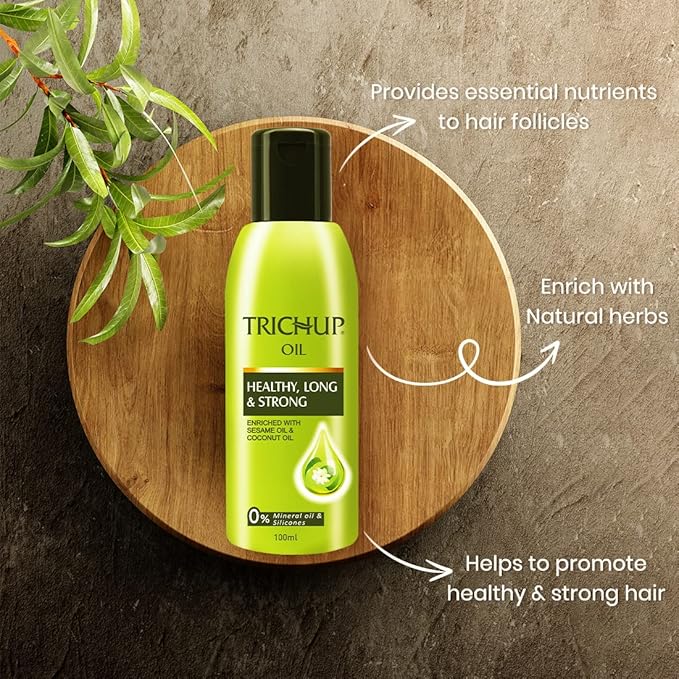 TRICHUP Ayurvedic Herbal Hair Oil for Thinning & Damaged Hair | Neem, Aloe Vera, Coconut & Sesame | Scalp Nourishing Oil for Hair Breakage Control & Stronger Hair | 3.38 fl oz (Pack of 2)