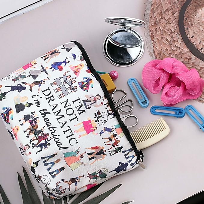 Pebarmnt I'm Not Dramatic I'm Theatrical Makeup Bag Broadway Musical Gift Theatre Bag Pencil Case Fun Theatrical Design Makeup Bag (Not dramatic)