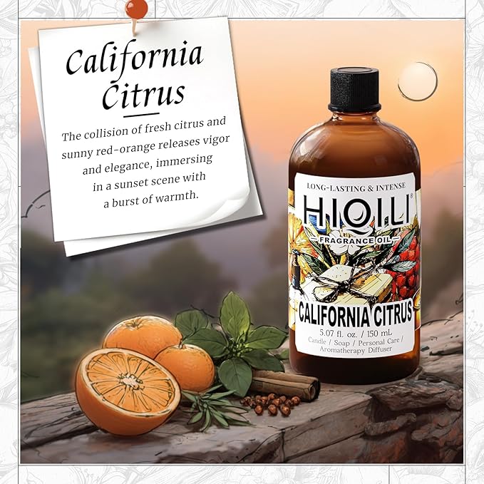 HIQILI California Citrus Fragrance Oil, Fresh for Diffuser - 5.07 Fl Oz