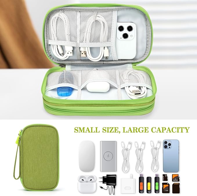 FYY Electronic Organizer, Travel Tech Pouch Bag, Medium, Green