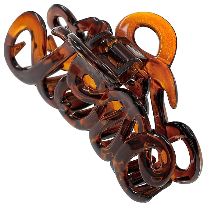 Camila Paris CP1380 French Hair Clip for Women, 3.25 inch Girls Hair Claw Clips Jaw Tortoise Cellulose, Fashion Durable and Styling Hair Accessories for Women, Strong Hold No Slip Grip, Made in France