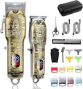 Suttik Professional Barber Hair Clippers and Trimmers Set, Cordless Barber Kit Hair Cutting Kit with Travel Case Barber Clippers Set Professioal Mens Grooming Kit