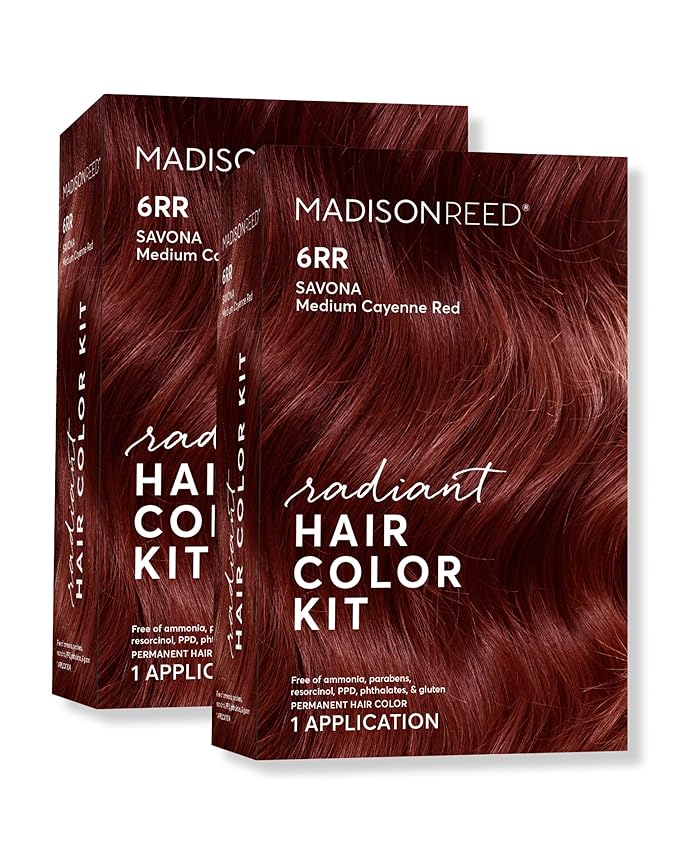 Madison Reed Radiant Hair Color Kit - 6RR Medium Vibrant Cayenne Red (Savona Scarlet), Vivid Color Permanent Hair Dye | PPD-Free & Ammonia-Free, 2 Pack