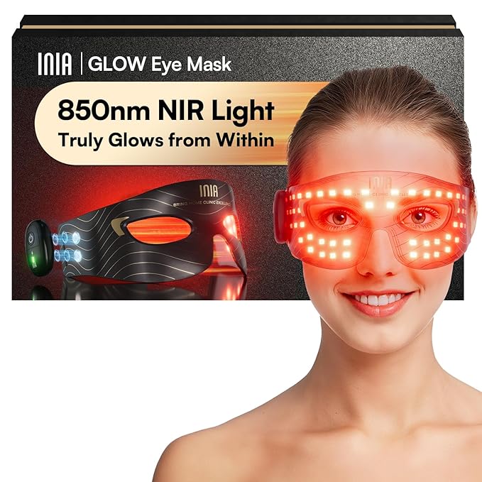 INIA Red Light Therapy Eye Mask for Precision Care, 850nm NIR, Cryotherapy