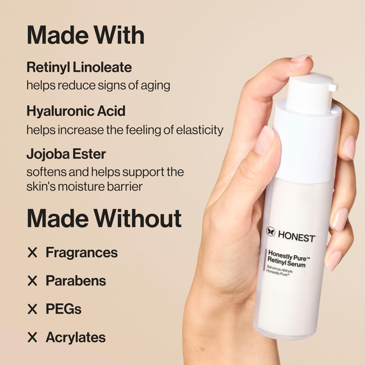 Honest Beauty Honestly Pure Nightly Retinyl Serum, Fragrance-Free, 1 fl oz