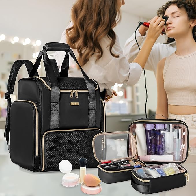 Prokva Large Makeup Backpack, Double-Layer Professional Makeup Travel Case