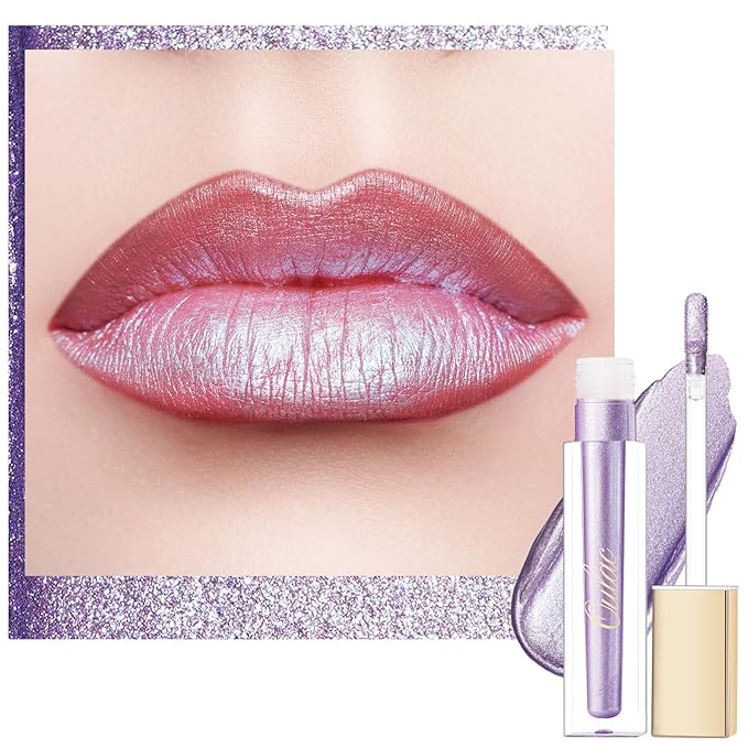 Oulac Purple Lipstick for Women Metallic Lip Gloss, Lavender Lipstick Long Lasting, Oil Base Formula,Waterproof, Transferproof Vegan & Cruelty-Free Lip Makeup MD02