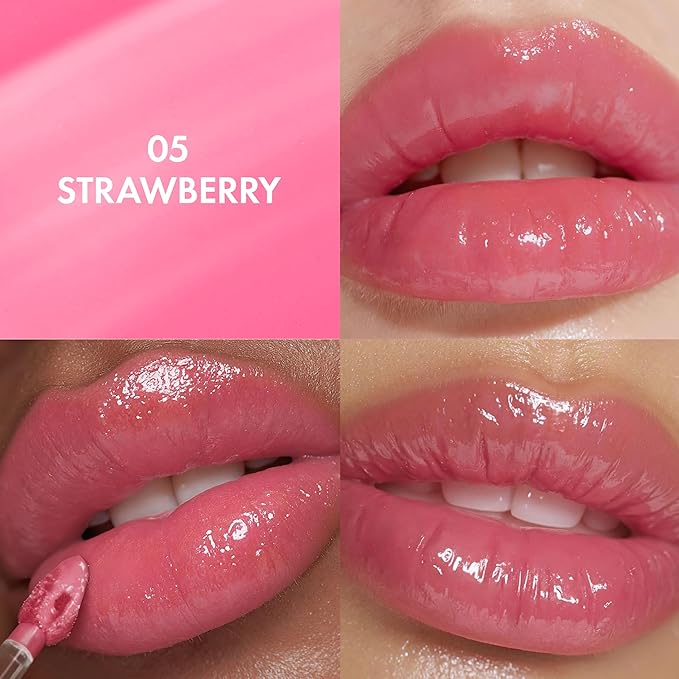 Amuse SEOUL Daisy Flower Dew Tint (05 STRAWBERRY) - Glossy Moisturizing Lip Stain, Watery Glow Lip Tint, Long Lasting Color, Dewy Finish, Vegan, Korean Beauty Makeup
