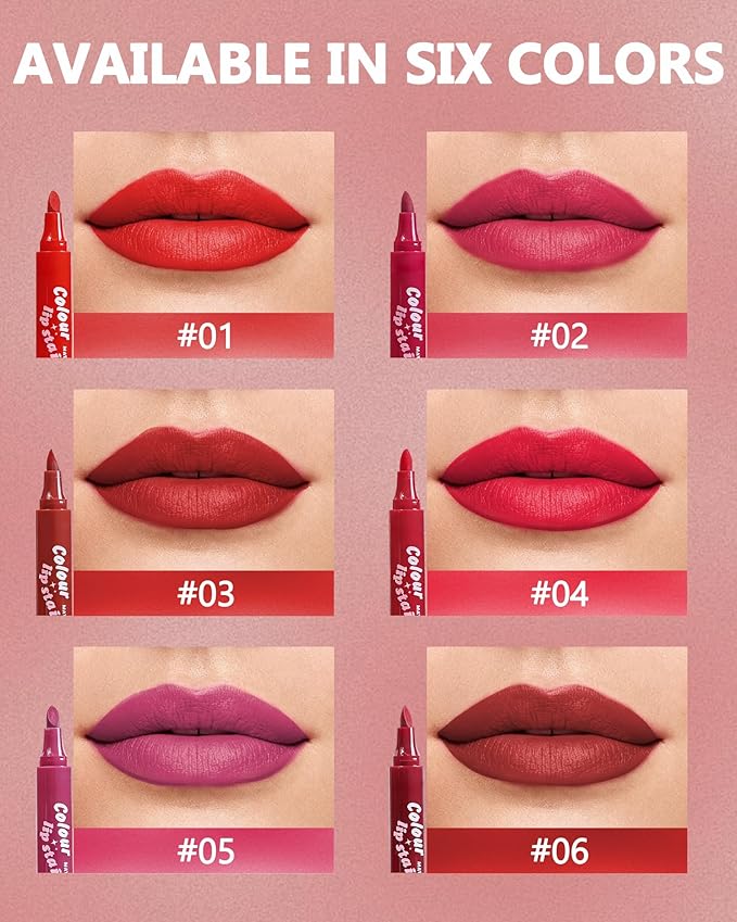 Lip Tint Stain Pen, Berry Red Waterproof Long Lasting Matte Lip Liner Stain