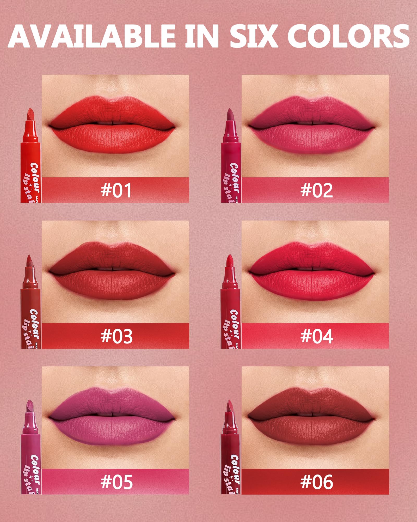Lip Tint Stain Pen, Berry Red Waterproof Long Lasting Matte Lip Liner Stain