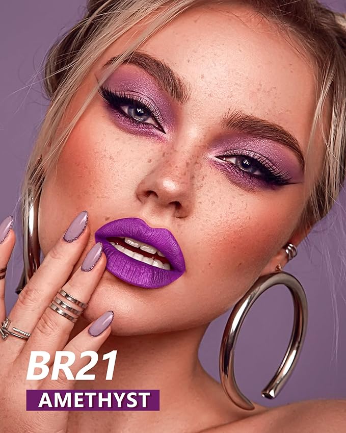 MAKI YIKA Purple Lipstick Liquid for Women Metallic Lipsticks Long Lasting