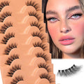 alphonse Half Lashes Natural Look Half Lash Cateye Clear Band Half Eyelashes Cat Eye Fluffy Wispy Accent Lashes 3/4 Flared End Lashes Pack 8 Pairs by ALPHONSE, 8.0 Count