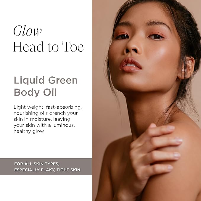 Intelligent Nutrients Liquid Green Body Oil, Intensive Hydration and Radiance, Antioxidant and Soothing for All Skin Types, Vegan, 3.4 Oz