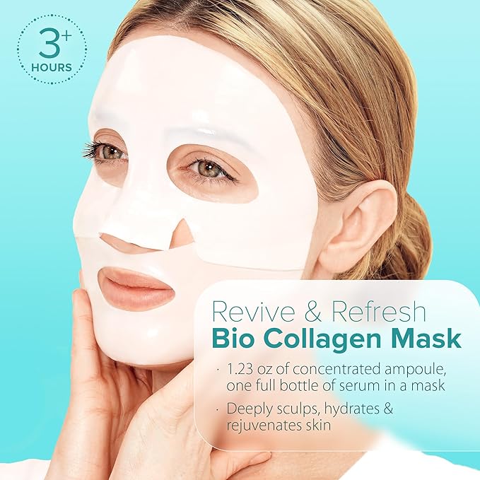 Ebanel Bio Collagen Face Mask, 4-Pack Hydrating Overnight Korean Sheet Mask