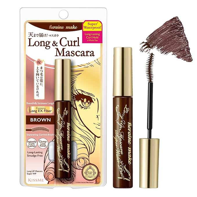 Heroine Make by KissMe Waterproof Mascara Brown | Volumizing, Lengthening & Smudge-Proof Formula | Waterproof Mascara for Long-Lasting Curl & Volume | Made in Japan