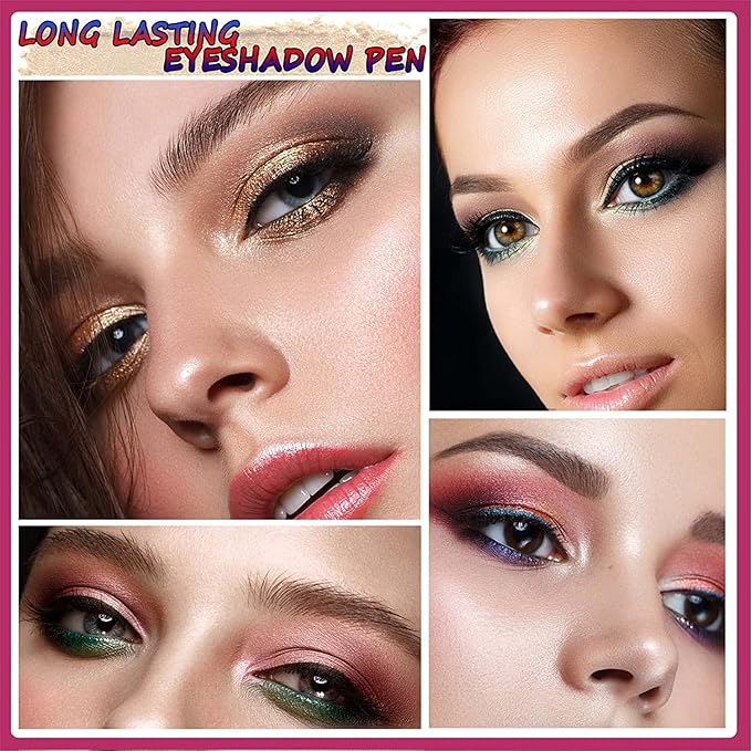 White Eyeshadow Stick Makeup, Highlighter Matte Cream Eye Shadow Pencil, Waterproof Hypoallergenic Long Lasting Crayon, Glitter Primer Palette Shimmer Eyeliner Pen wiht Soft Brush