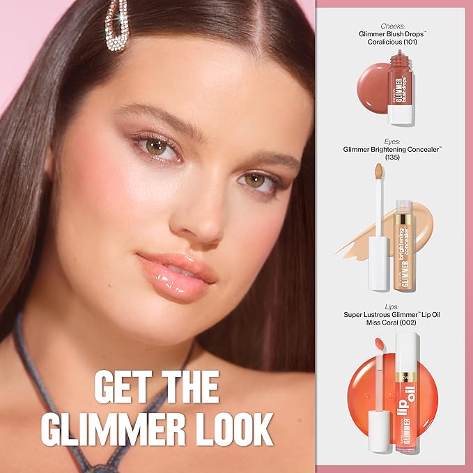 REVLON Super Lustrous Glimmer Lip Oil, 003 Glow Mama, 0.13 fl oz