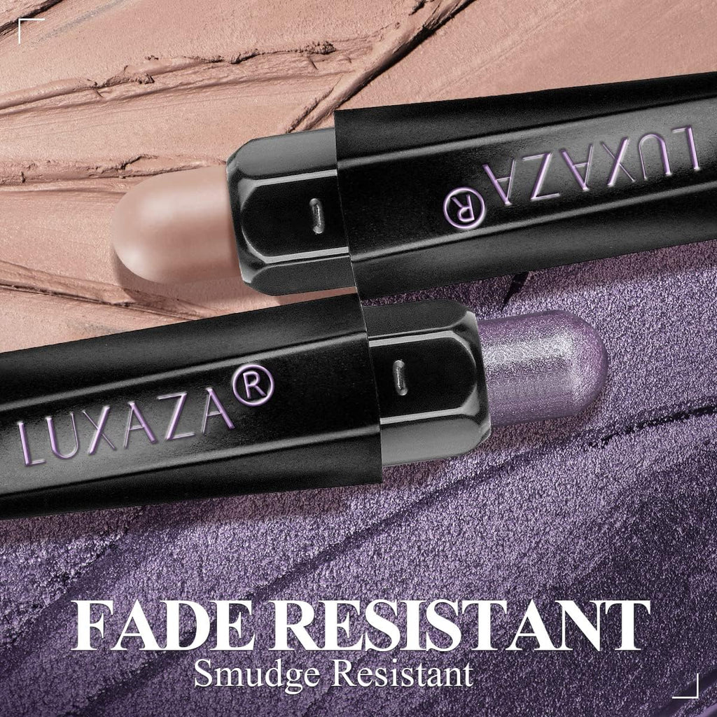 LUXAZA PRO Plum Eyeshadow Stick Makeup Set 10PCS, Neutral Shimmer And Matte Cream Eye Shadow Palette, Metallic Bronze Smoky Eyeliner Brightener Crayon Pencil Kit, Ideal Gift for Women -Lilac Brown