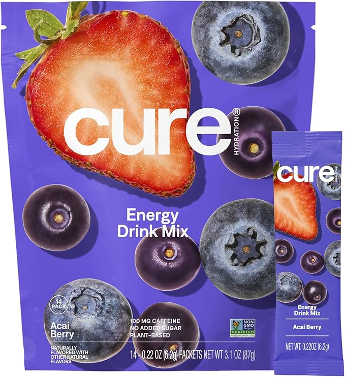 Cure Hydration - Energy Electrolyte Drink Powder Acai Berry 14 Packets