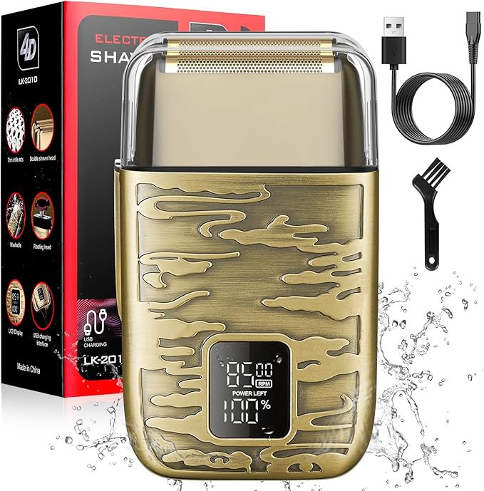 Dumite Electric Shavers for Men,3-Speeds Electric Razor,Head Shavers for Bald Men,Double Foil Beard Trimmer,Barber Supplies Waterproof Shaver, Gifts (Bronze-1)