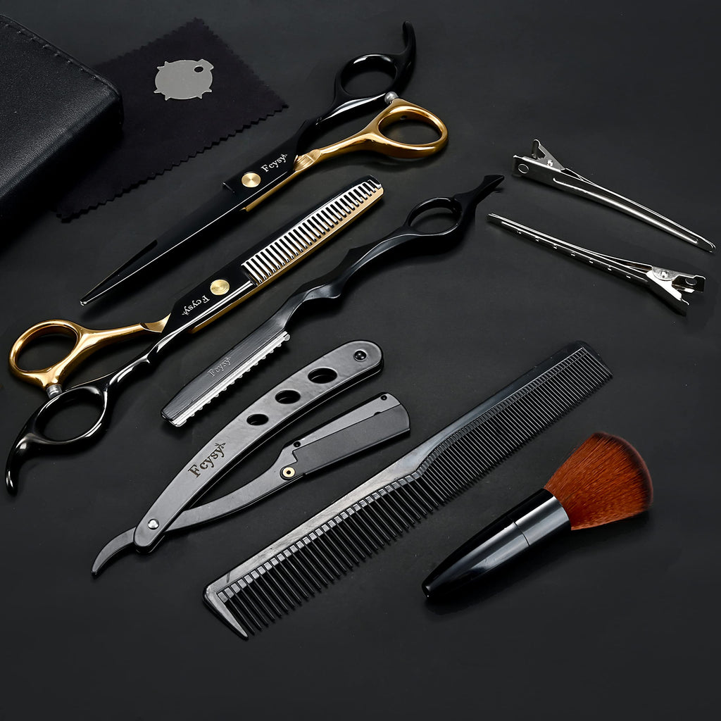 Professional Hair Shears Thinning Scissors Set, Fcysy Barber Shears Hair Cutting Scissors Kit, Hairdresser Trimming Salon Supplies
