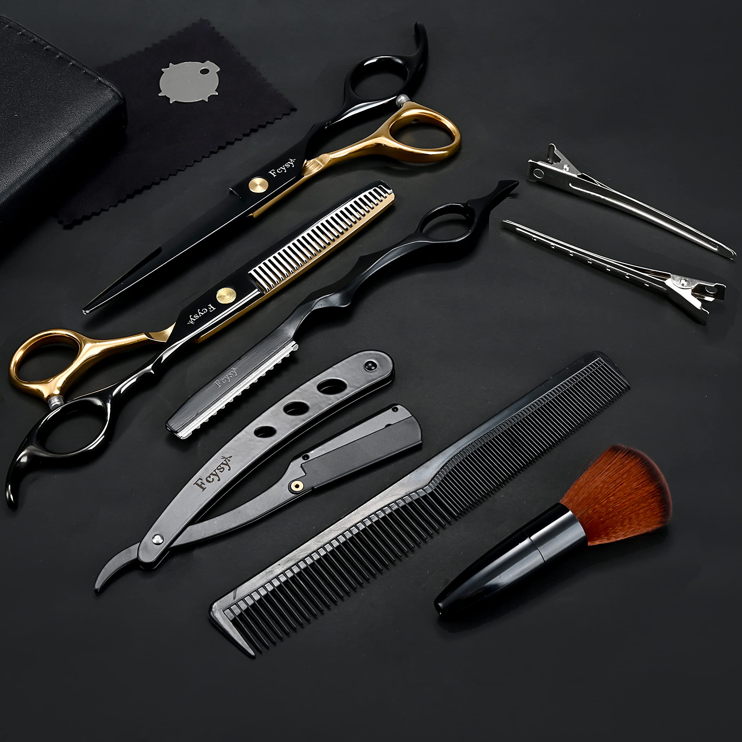Professional Hair Shears Thinning Scissors Set, Fcysy Barber Shears Hair Cutting Scissors Kit, Hairdresser Trimming Salon Supplies