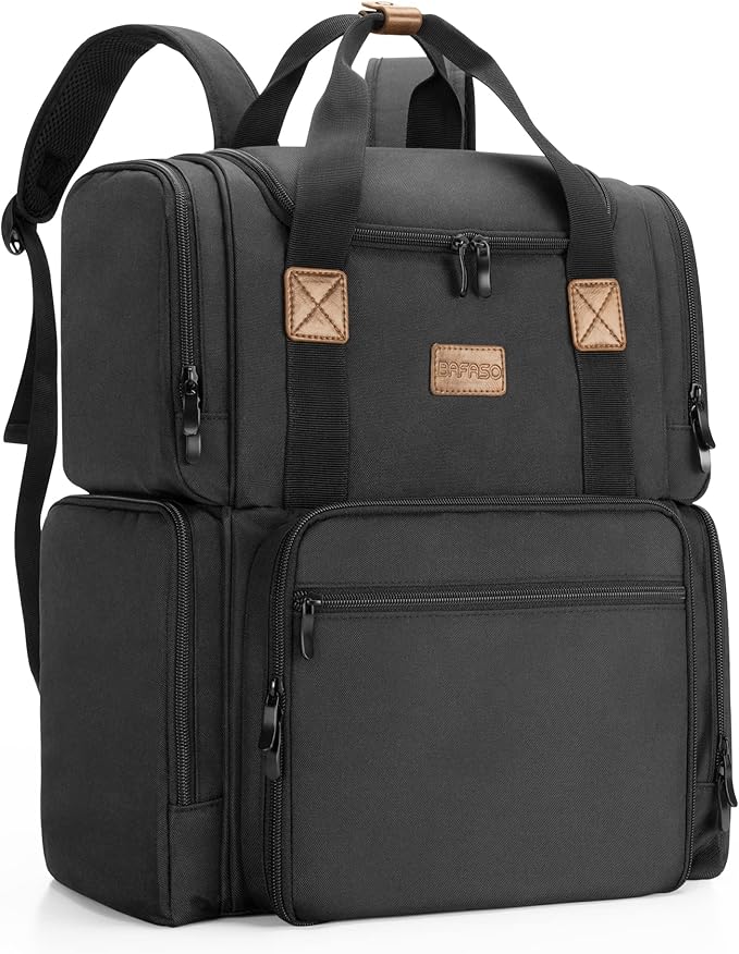 BAFASO Travel Makeup Bag with 3 Inner Removable Pouches, Black