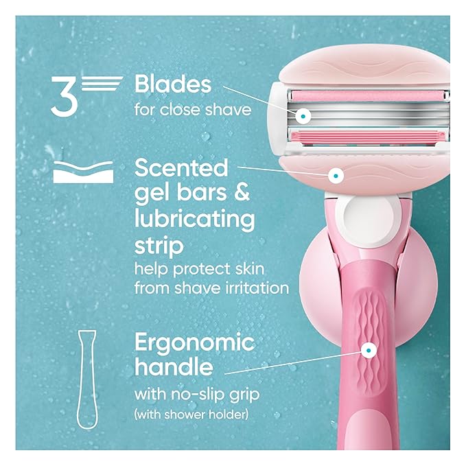 Gillette Venus ComfortGlide White Tea Women's Razor 1 Handle + 4 Blade Refills