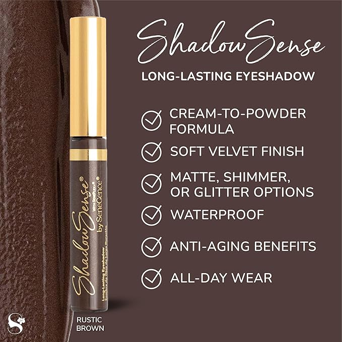 SeneGence ShadowSense EyeShadow, Rustic Brown, 0.14 Oz, Matte Cream to Powder Eyeshadow, Long-Lasting, Anti-Aging, Waterproof, Smudge-Proof Formula for Flawless All-Day Wear