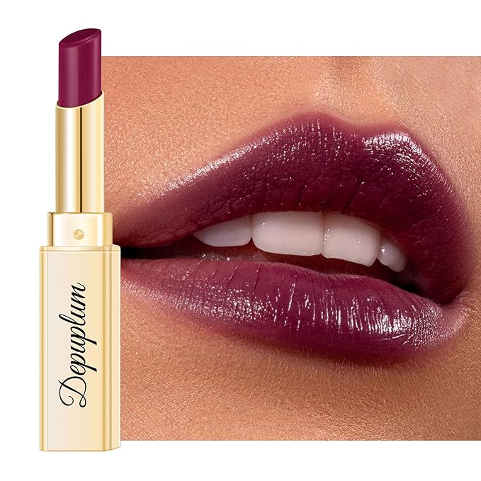 Depuplum Dark Purple Lipstick for Women Moisture Lip Gloss Tinted Lip Balm