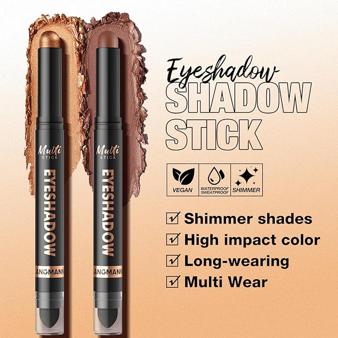 LANGMANNI 8 Color Waterproof Dual-Ended Eyeshadow Stick Set, Eye Makeup #B