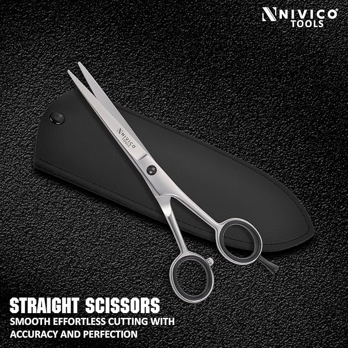 Nivico Tools Super Cut Barber Scissor - Professional Hairdressing Scissors, Premium Stainless Steel Hair Cutting Shears with Precision Adjustment Dial - Ergonomic Salon-Grade Shears for Men & Women