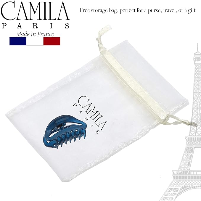 Camila Paris CP3081 French Hair Clip for Women, Small Blue, Girls Hair Claw Clip Jaw Fashion Durable Styling Hair Accessories for Women, Ladies Strong Hold No Slip Grip Clamp, Made in France