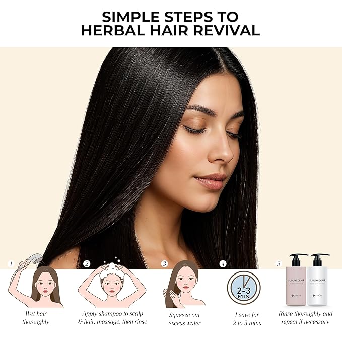 Ghori Sublimizhair Premium Korean Herbal Shampoo & Conditioner| Hanbang Formula| pH Balanced for Gentle Scalp Cleansing | Detangles, Damaged Strands | Deep Hydration & Frizz Control, 16.9 fl oz