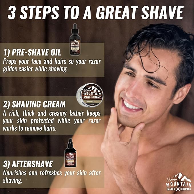 Rocky Mountain Barber Company Sandalwood Aftershave Balm for Men, 4 oz
