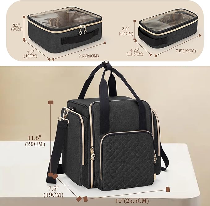 LUXJA Travel Makeup Bag with 4 Inner Removable Makeup Cases, Black