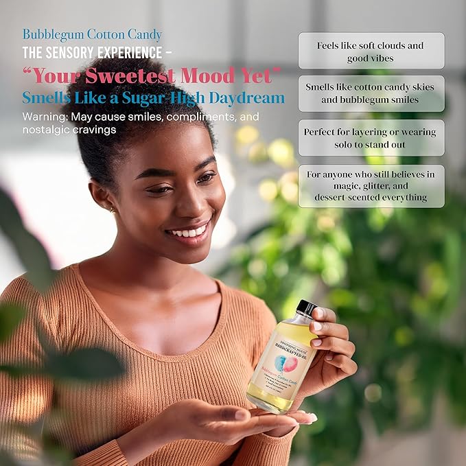 Soothing House Bubblegum Cotton Candy: Moisturizing Body Oil for Soft, Glowing Skin with Almond & Jojoba Oil (4 fl oz)