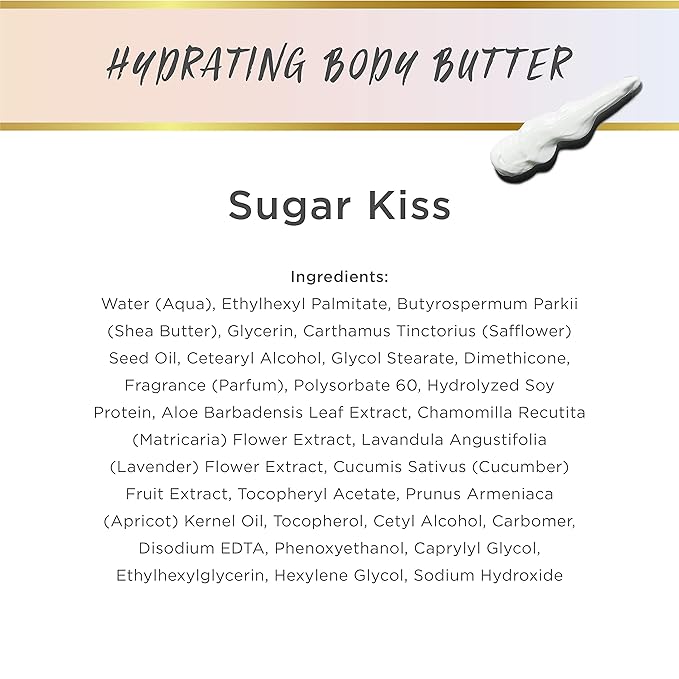 LALICIOUS Sugar Kiss® Whipped Body Butter 8oz | Ultra-Hydrating Shea Butter Body Cream with Hyaluronic Acid, Vitamin C & Peptides | Deep Moisturizing Lotion for Dry Skin | Non-Greasy, Fast-Absorbing