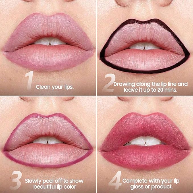Anguishil Peel Off Lip Liner Tattoo, Lip Stain Long Lasting Waterproof Transfer Proof, Highly Pigmented, Create A Natural Lip Color (Coral)