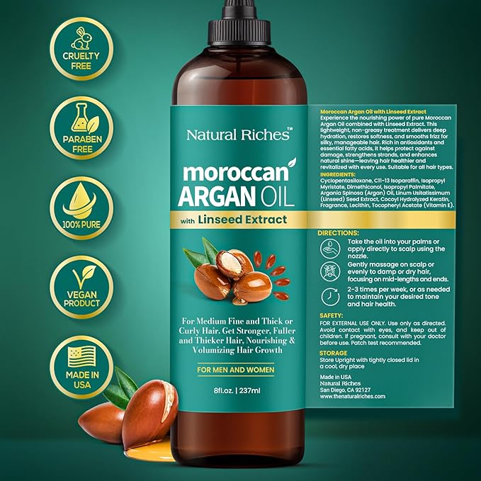 Moroccan Argan Oil with Linseed Extract 8 Fl Oz